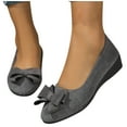 thumbnail image 4 of Women's Wide Width Flat Shoes - Ladies Pointed Toe Suede Slip On Office Ballet Flats Gray 6, 4 of 7