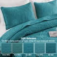 thumbnail image 3 of Exclusivo Mezcla King Quilt Bedding Set, Lightweight Vintage King Size Quilts with Pillow Shams, Soft Bedspreads Coverlets for All Seasons (104"x96", Teal), 3 of 8