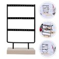 thumbnail image 4 of FRCOLOR Earring Display Rack 1Pc 36 Holes Jewelry Hanger Wooden Base Iron Earrings Necklace Display Stand,10.24"X5.51"X2.36", 4 of 5