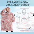 thumbnail image 4 of Oversized Wearable Blanket Hoodie,Pink Christmas Snowman Pattern Sherpa Blanket Hoodie with Super Pockets,Super Warm Fuzzy Pullover for Women & Men, 4 of 6