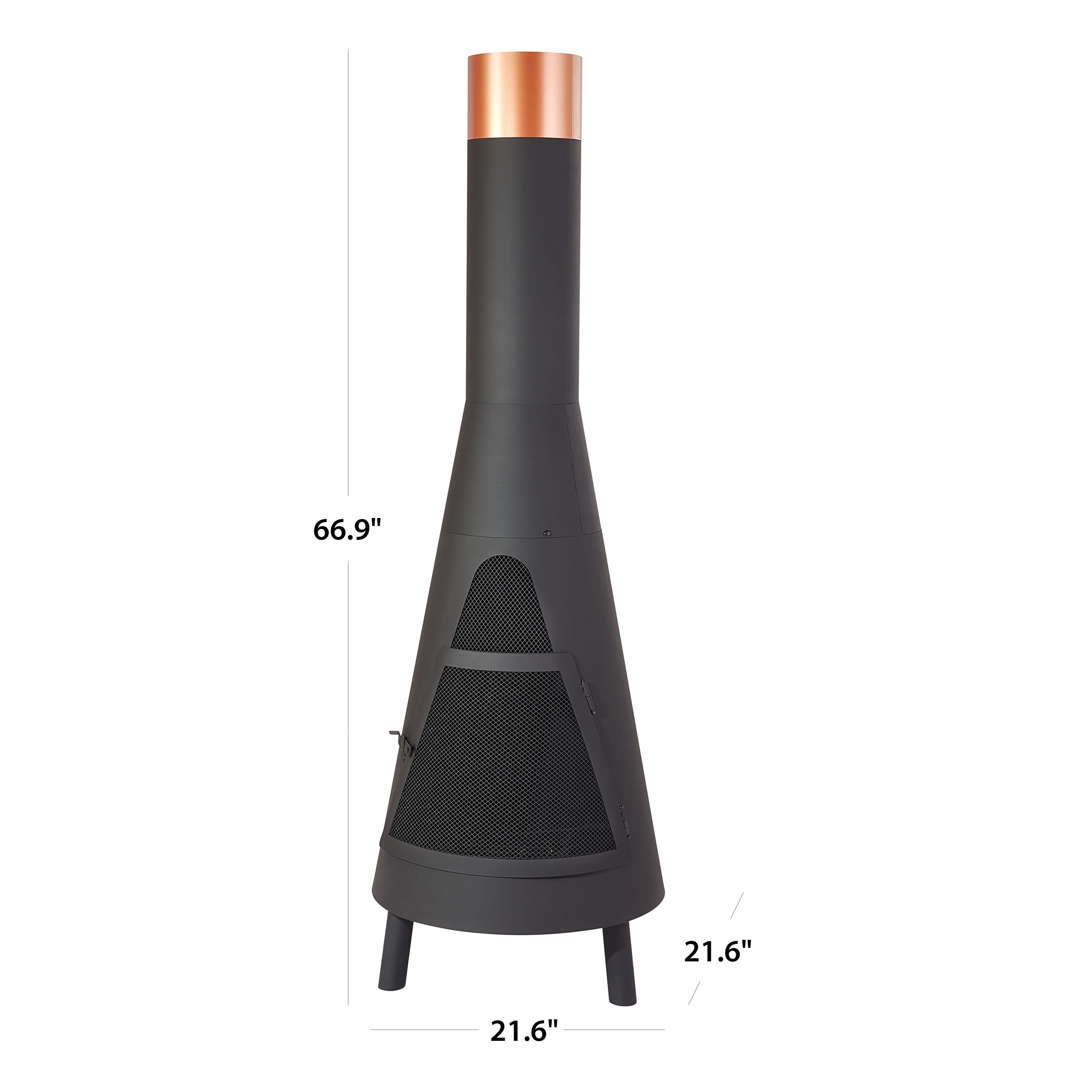 Mainstays 67” Tall Round Powder-Coated-Black Finish Steel Wood Burning Chiminea