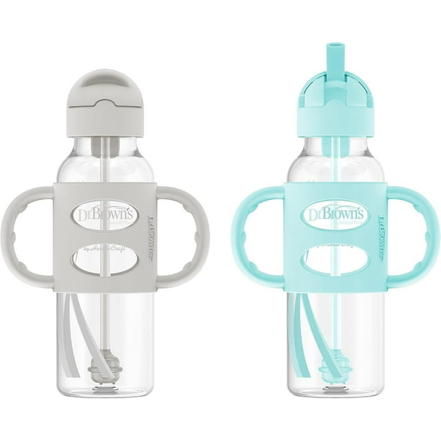 Bouteille à paille Sippy de Dr. Brown's, 8 oz/250 mL, gris et vert