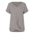 thumbnail image 5 of Womens Summer Tops Cap Sleeve Front Twist Knot V Neck T Shirts Draped Blouses Casual Loose Fit tees White XXXL, 5 of 6
