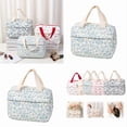 thumbnail image 5 of Lunch Bag Cute for Work Quilted Tote with Floral Pattern Front Pocket and Insulated Lunch Container Tote,27X19X1.5 cm,Light Blue, 5 of 9