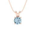 thumbnail image 3 of 0.5 ct Brilliant Round Cut Solitaire Natural Sky Blue Topaz 14k Rose Solid Gold Everyday Affordable Designer Necklace Pendant with 18" Chain, 3 of 6