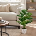thumbnail image 6 of Miracliy 1 Pack 70cm Artificial Monstera Plant, Faux Tropical Split Leaf Plant with White Diamond Geometric Pot, Indoor Home Office Floor Decor, 6 of 7