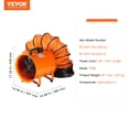 thumbnail image 4 of VEVOR Portable Ventilator, 12 inch Heavy Duty Cylinder Fan with 33ft Duct Hose, 585W Strong Shop Exhaust Blower 3198CFM, Industrial Utility Blower for Sucking Dust, Smoke, Smoke Home/Workplace, 4 of 9