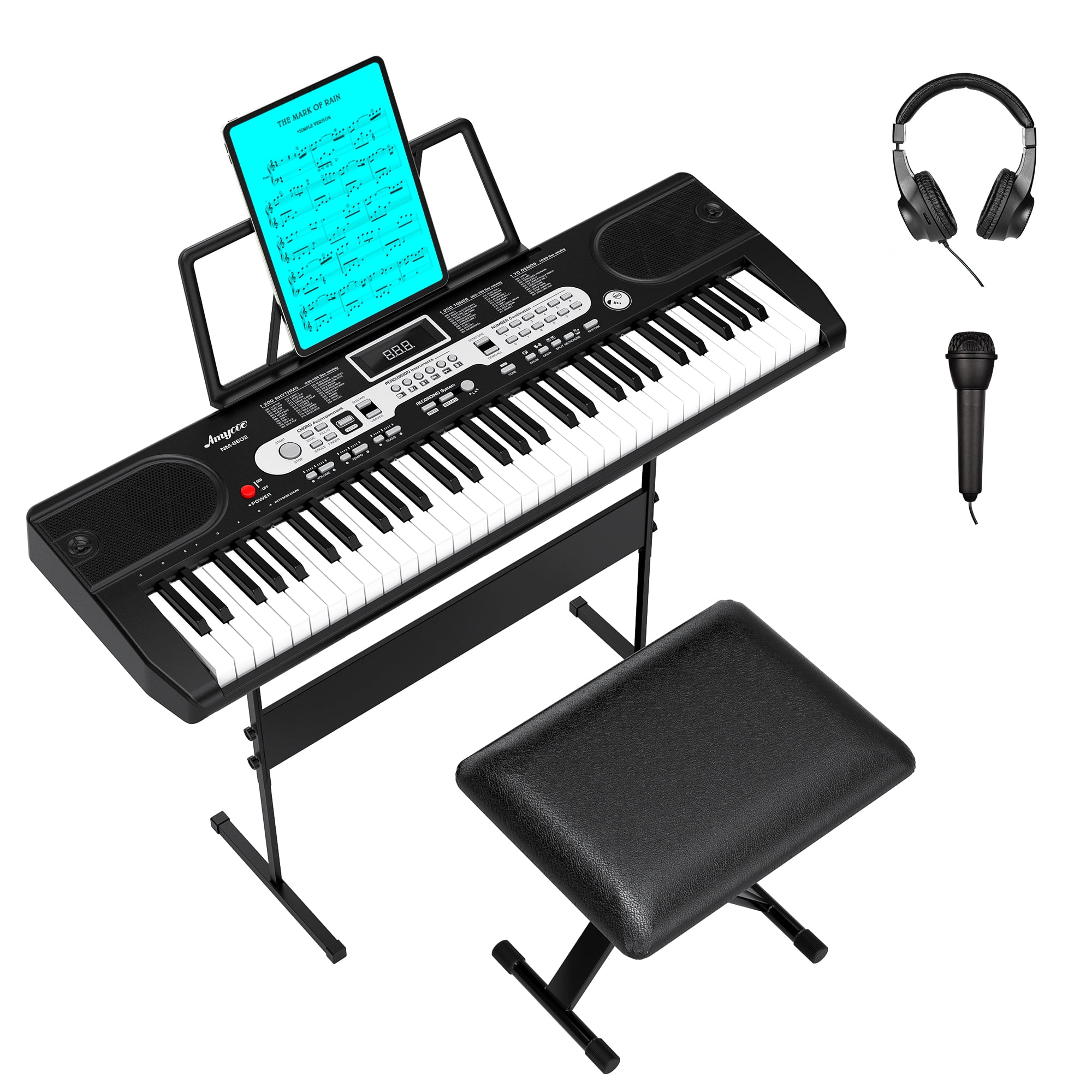 Keyboard RockJam Digital Piano E-Klavier 61 Tasten schwarz  Instrument B-WARE 
