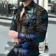 thumbnail image 2 of Chaqueta casual de camisa de solapa estampada a cuadros estampada en contraste para hombre Pompotops  oipoqjl12688, 2 of 7