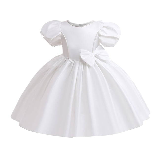 FAIWAD Robe de Fête de Mariage pour Filles, Manches Bouffantes, Nœud, Asymétrique, Robe de Soirée pour 4-12 Ans