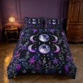 thumbnail image 2 of Homewish Purple Moon Sun Duvet Cover Queen, Hippie Leaves Flowers Queen Bedding, Black Reversible 3 Pieces, 1 Duvet Cover and 2 Pillowcases, 2 of 6