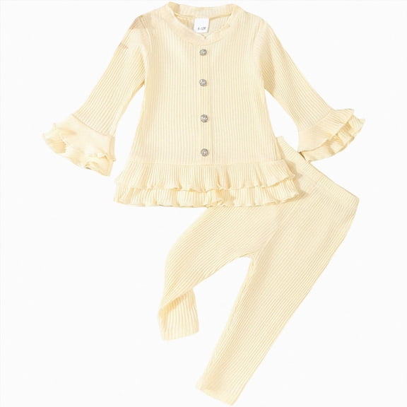 TOWED22 Infant Kid Girl Cute Fall Clothes Set2pcs Long Sleeve Crewneck Sweatshirt and Pants Print Outfits Clothing(White,2-3 Y)
