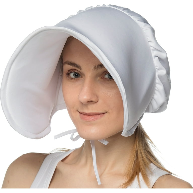 Women's Puritan Handmaid Large White Bonnet Hat Costume Accessory