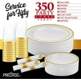 Prestee 350 Piece Gold Dinnerware Set 50 Guest Disposable Gold