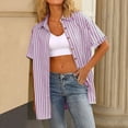 thumbnail image 5 of BUIGTTKLOP Women's Striped Button down Shirts Casual Short Sleeve V Neck Blouses Tops with Pockets, 5 of 5