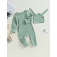 thumbnail image 2 of Wassery Baby Boy Jumpsuit Long Sleeve Zip Up Ribbed Romper Overalls with Hat 3 6 12 18 Months Infant Boys Fall Long Pants Outfits, 2 of 8