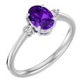 thumbnail image 2 of SuperJeweler 1 1/3 Carat Oval Shape Amethyst and Two Diamond Ring In Sterling Silver For Women, 2 of 6