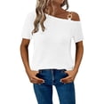 thumbnail image 2 of Ichuanyi Women’s Summer Tops Casual V Neck T Shirts Short Sleeve Loose Fit Button Front Blouse Tunic Tops for Women, 2 of 6