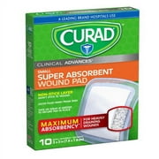 Curad Clinical Advances Super Absorbent Wound Pads 3inc x 3inc, Small, 10 Ea, 2 Pack