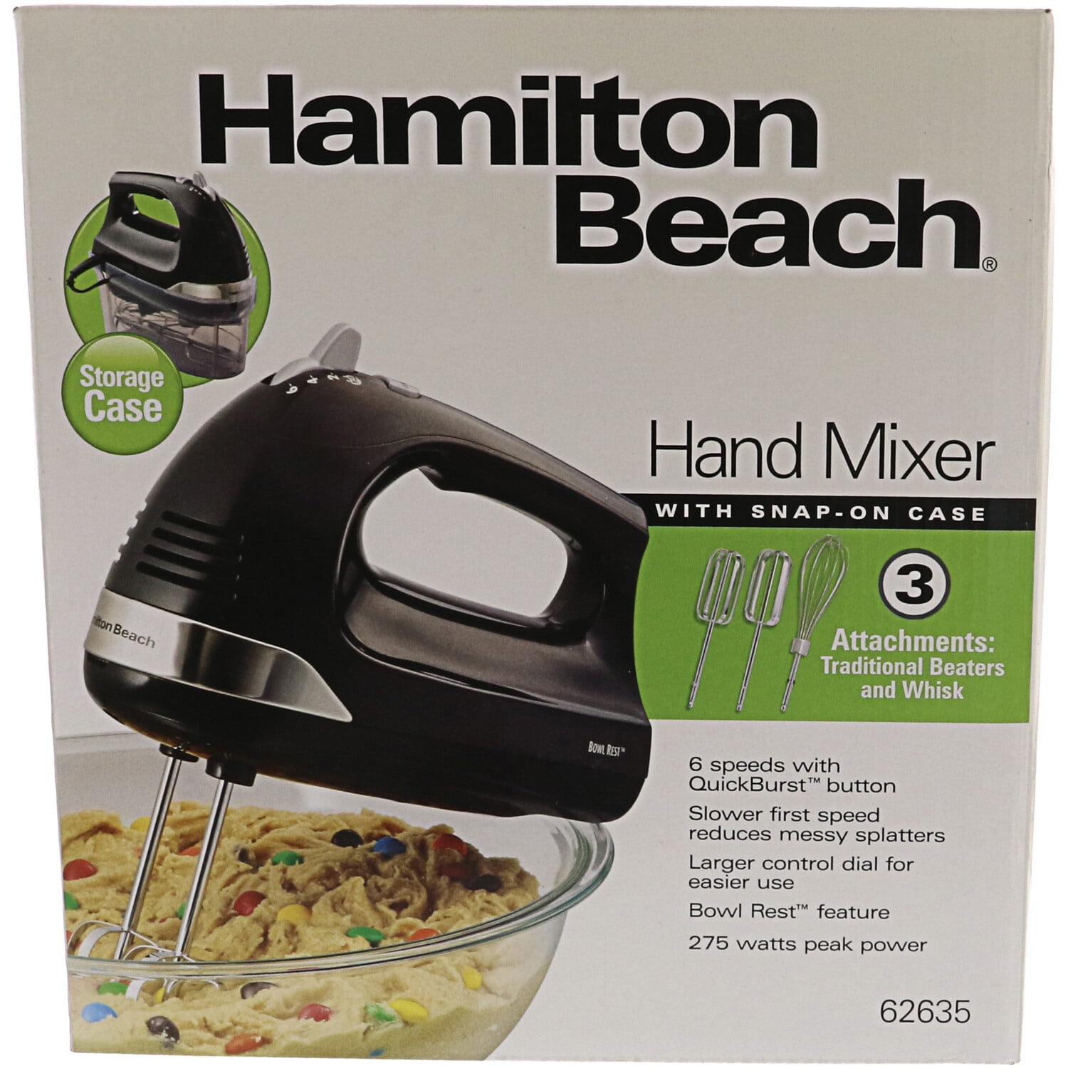 Hamilton Beach Hand Mixer with Snap-On Case 62635 Black 