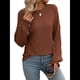 thumbnail image 1 of Camiseta Holgada Informal de Cuello Redondo y Larga Acanalada para Mujer, Ideal para y Otoño Color Caramelo XL, 1 of 8