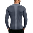thumbnail image 4 of hoksml Men's Raglan Long Sleeve Compression Shirt, Crew Neck Back Mesh Panel Slim Cut Quick Dry Athletic Base Layer in Solid Colors, 4 of 9