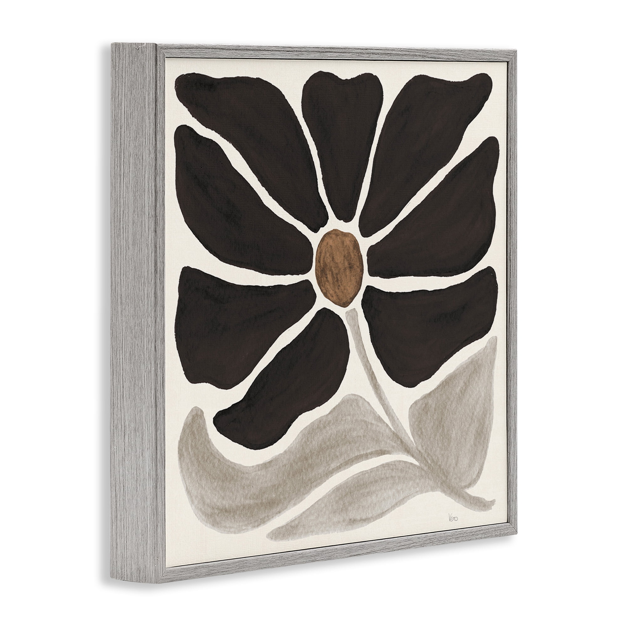Stupell Industries Modern Neutral Flower Botanical & Floral Painting Gray Framed Art Print Wall Art, 17 x 17