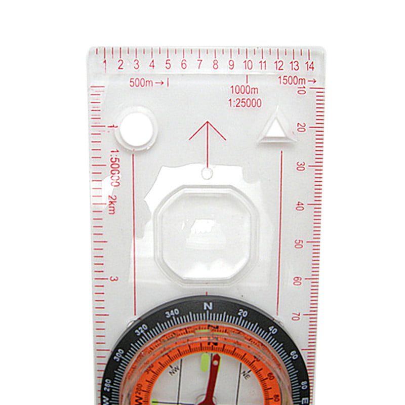 Magnifying Compass Ruler Scale Scout Hiking Camping Boating Orienteering Map 