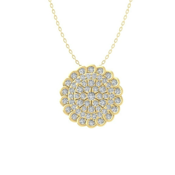 ARAIYA FINE JEWELRY 10K Yellow Gold Lab Grown Diamond Composite Cluster Pendant with Gold Plated Silver Cable Chain Necklace (5/8 cttw, D-F Color, VS Clarity) 18"