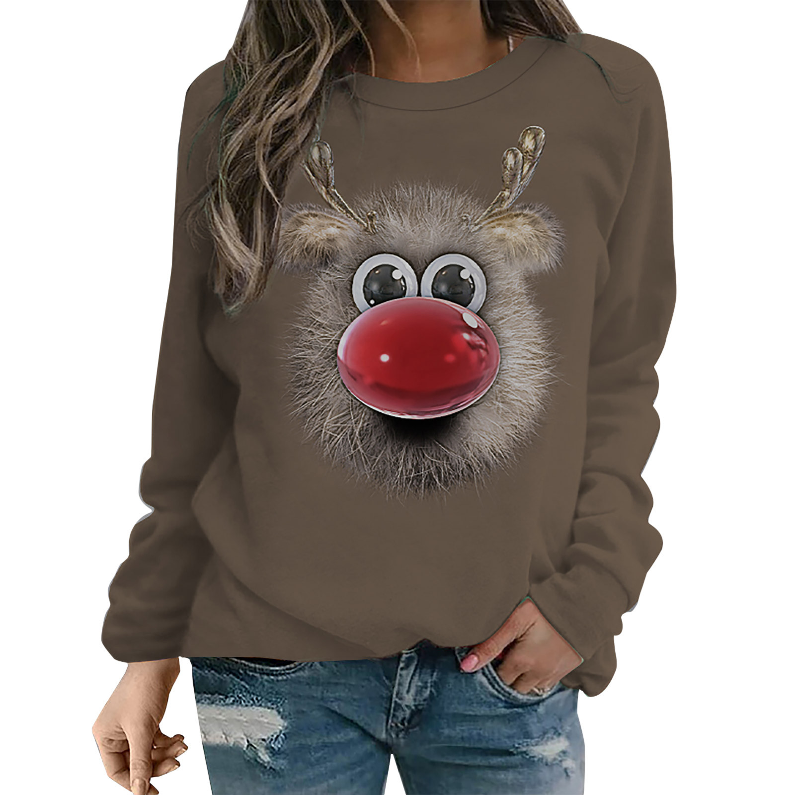 ZQGJB Christmas Womens Holiday T Shirts Xmas Graphic Crewneck