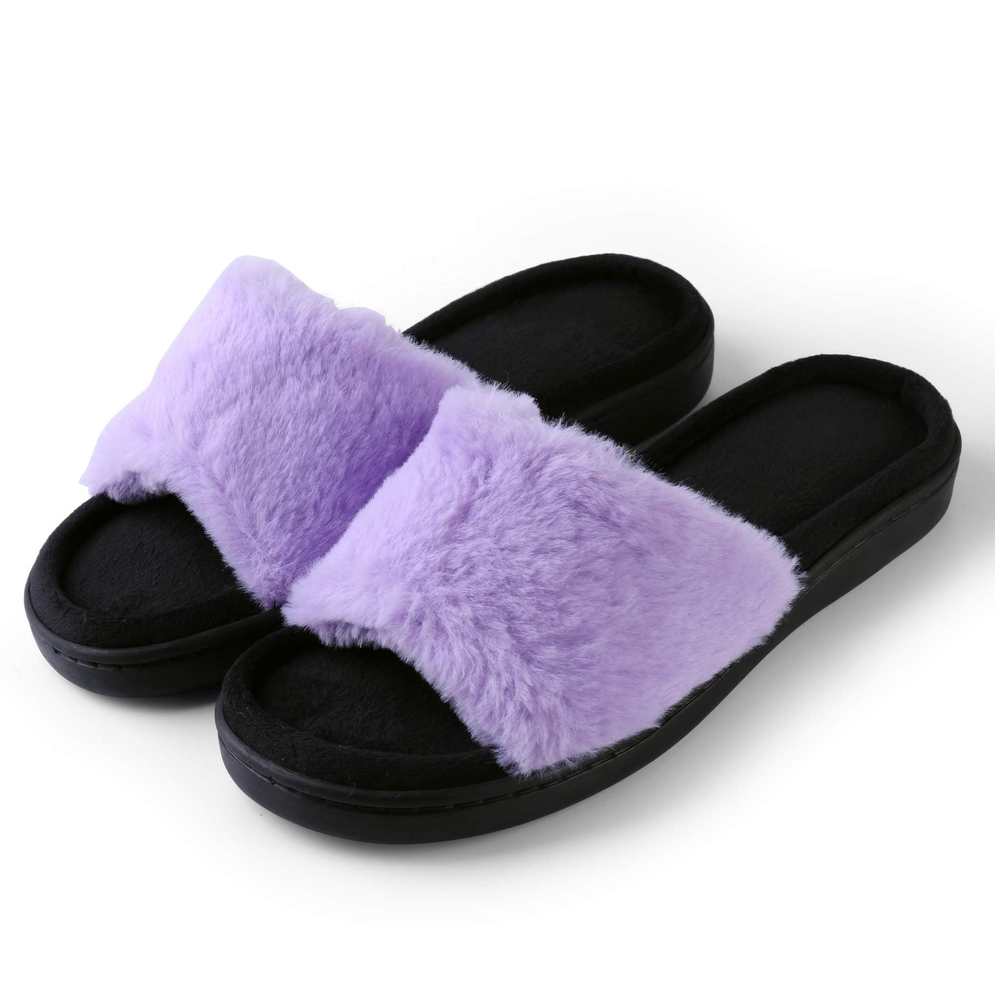 Aerusi Womens Cozy Closed Toe Fleece House Slide Slippers