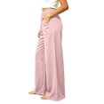thumbnail image 5 of Ynynloco 100%Cotton Wide Leg Pants for Women Flowy Palazzo Drawstring Elastic Waist Trousers with Pockets Vacation Clothes, 5 of 7