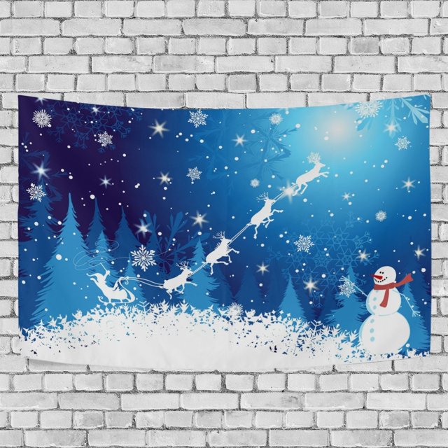 ABPHQTO Tapiz de muñeco de nieve navideño, decoración para colgar en la pared, decoración del hogar, sala de estar, dormitorio, 100x150 cm