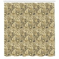 thumbnail image 3 of Ambesonne Paisley Shower Curtain, Flowers Stripes, 69"Wx75"L, Brown Black and White, 3 of 3