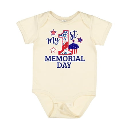 

Inktastic My 1st Memorial Day with Cupcake and Stars Gift Baby Boy or Baby Girl Bodysuit