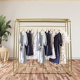 thumbnail image 4 of Miumaeov 59" Double Rod Clothes Hanger Garment Rack Heavy Duty Metal Gold Floor-Standing Coat Rack Stand Display, 4 of 12