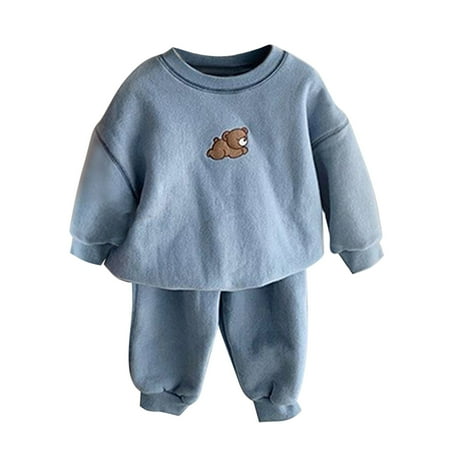 

Generic Clearance Soft Boys Dress Set Baby Girls Boys Autumn Bear Cotton Long Sleeve Casual Long Pants Hoodie Sport Pants Set Outfits Clothes