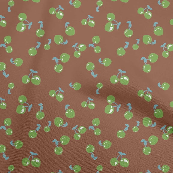 oneOone Polyester Spandex Brown Fabric Fruits Cherry Diy Clothing Quilting Fabric Print Fabric By Yard 56 Inch Wide