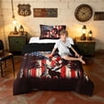 thumbnail image 3 of Manfei Retro Fishing Bass Fish Twin Comforter Sets, American Flag Printed Bedding Set, Red Black White, Black Reversible 2-Piece, 1 Comforter and 1 Pillowcase, 3 of 6