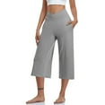 thumbnail image 2 of Yuzhih Capri Pants for Women Summer Casual Wide Leg Yoga Capris Crossover High Waist Loose Pockets Sweatpants, 2 of 7