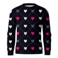thumbnail image 4 of Fgvctg Men Valentine's Day Sweater Ribbed Knit Crewneck Sweater Love Heart Print Comfy Pullover Slim Fit Long Sleeve Sweaters Oversized Spring Blouses Vermilion XL, 4 of 5