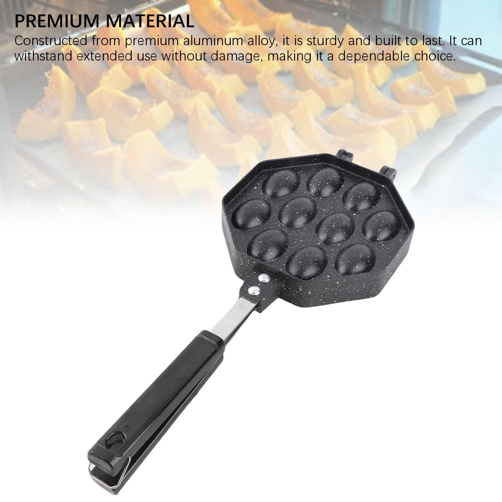 YAHHU Premium Aluminum Egg Waffle Maker – Anti‑Stick, Anti‑Scald Handle, Fast Heat, Portable for Home & Commercial Use