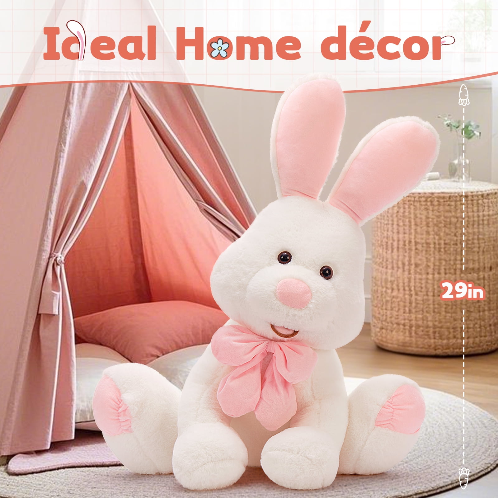 MorisMos Giant Bunny Stuffed Animal, 31.5'' Large Pink Rabbit Plush Toy with Pink Ears
