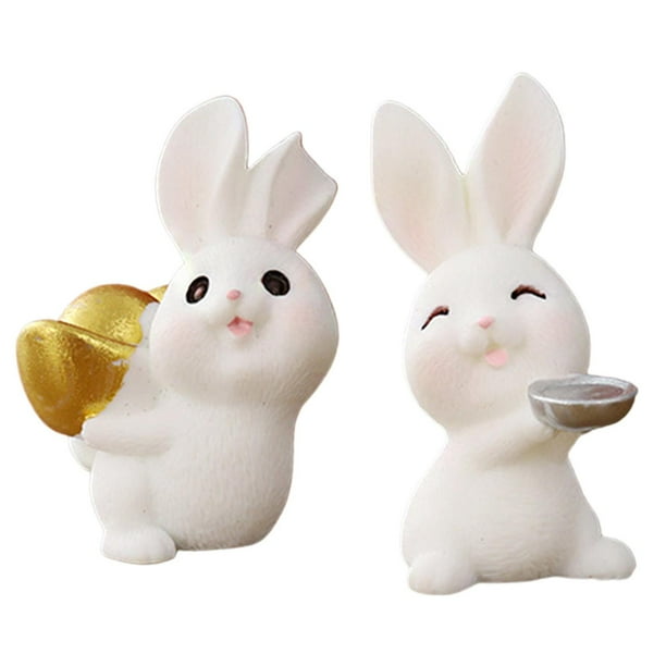 Figuras de conejo Zulema 2 uds estatua de resina decorativa Estilo F y Estilo A
