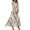 Khaki, variant on Floral Print Women's 3/4 Sleeve V Neck A Line Maxi Dress Soft Beach Dress for Summer Casual Wear and Outdoor Gatherings, Size S-2XL