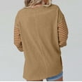 thumbnail image 6 of WREESH Womens Fashion T-Shirts Color Block Spring And Fall Pullover Long Sleeve Round-Neck Blouse Tops Pullover Khaki, 6 of 6
