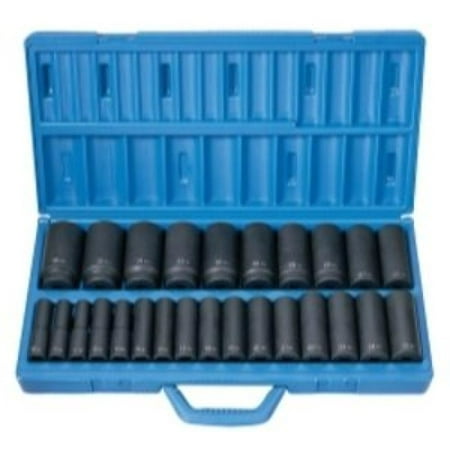 26 Piece 0.75' Drive - Grey Pneumatic Corp 1326MD 1/2-Inch Drive Deep Length Metric Master Set - 26 Piece