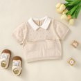 thumbnail image 2 of Gibobby Playera&nbsp;Moda de manga corta pequeños, bebés, niños y niñas, suéter con cuello vuelto, suéteres de punto de algodón con cierre de botón, Tops, camisa con bolsillos （Caqui， 6-12 Meses), 2 of 5