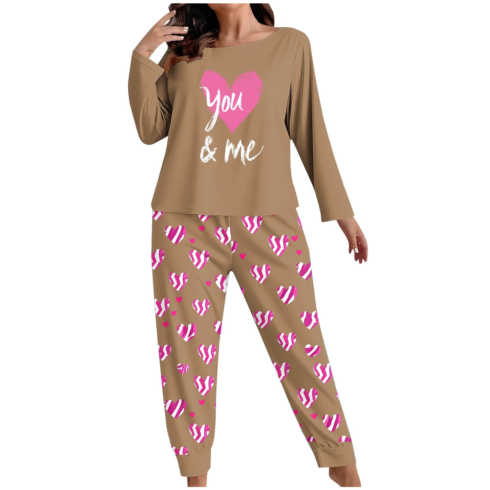 y-m❤️ページ Lorytime Womens Long Sleeve Pajama Sets Valentines Heart Letters