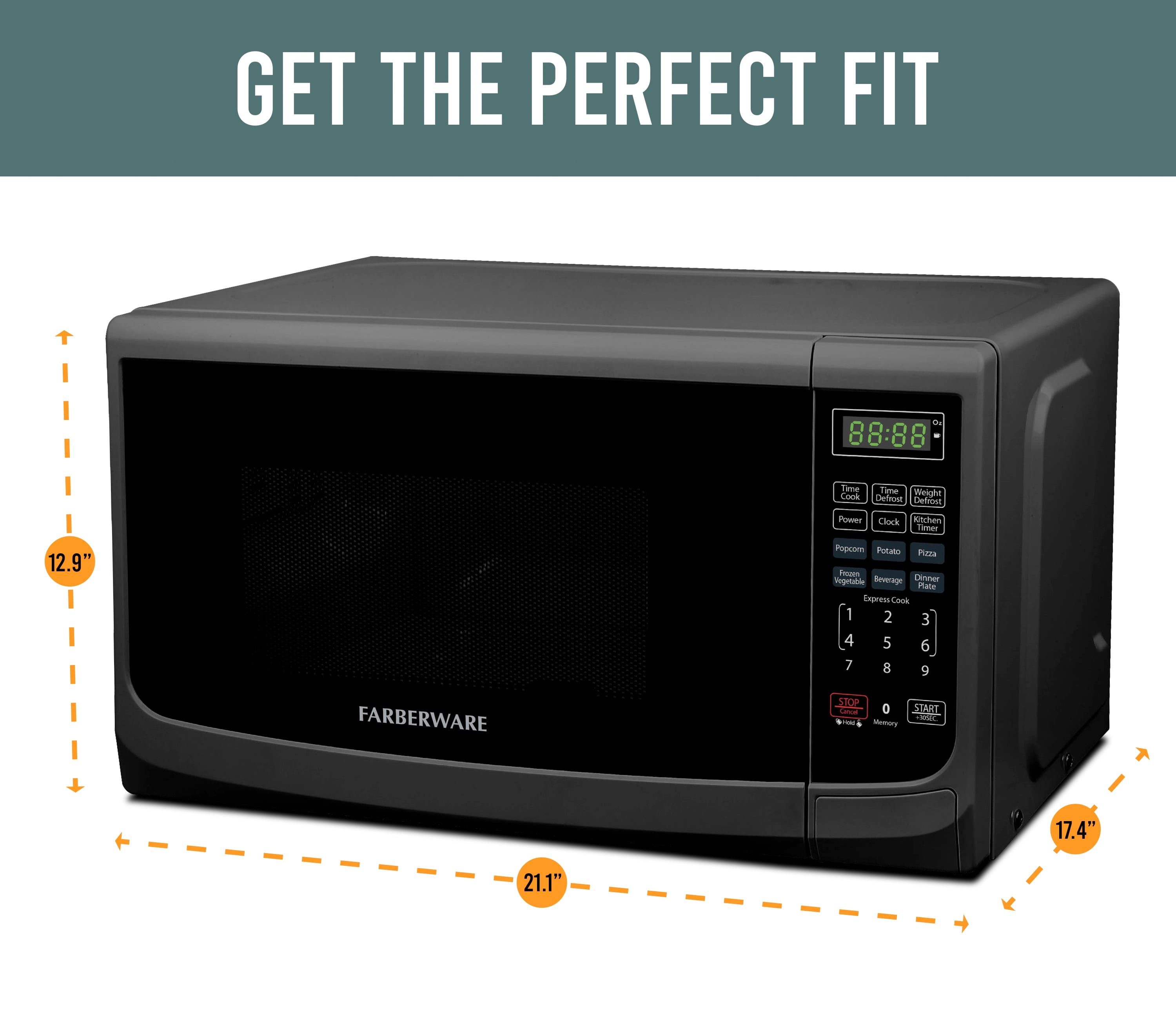 Farberware FMO11AHTBKB Countertop Microwave 1.1 Cu. Ft. 1000-Watt Compact  Microwave Oven with LED lighting, Child lock, and Easy Clean Interior,  Stainless Steel Interior & Exterior –